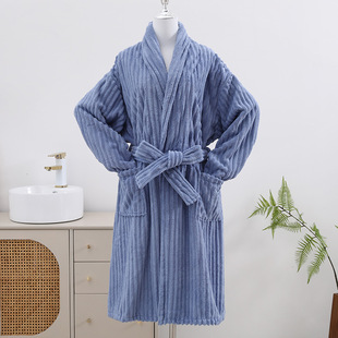 Candy Velvet Hoodless Bathrobe Adult Thickened Couple's Home Nightgown Bath Super Absorbent Quick-drying Wearing Bath Skirt