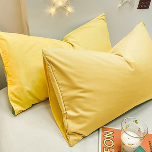 Winter New Pure Color Washed Cotton Brushed Pillowcase Pillowcase Stain-Resistant Pair Super Soft Plain Color Mix and Match Double Weiyan