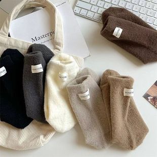 Maillard autumn socks furry women's socks winter fleece-lined moon socks thickened Australian velvet solid color cloth standard tube socks