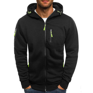 Cross-border New plus size Men's Autumn and Winter Sports Fitness Jacket Casual Arm Zipper Sweater Cardigan Hooded Jacket