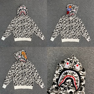 Tide бренд BAPE акула камуфляж на молнии свитер для мужчин и женщин свободный хлопок с флисом кардиган для мужчин