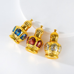 in stock 12ML Crown Gold Perfume Bottles Glass Perfume Bead Bottles Gold-plated Portable Cosmetic Bead Bottles