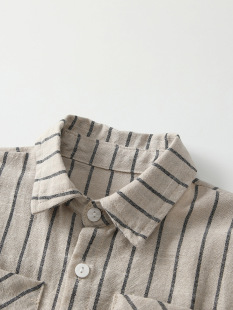 Children's Men's Handsome suit Summer Korean-style Striped Casual Two-piece Short-sleeved Shirt Trendy Children's Internet Celebrant suit