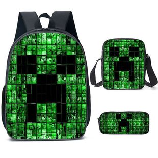 Cross-border Hot-selling MINECRAFT Schoolbag for Primary and Secondary School Students MINECRAFT Game Peripheral Backpack Backpack Wholesale