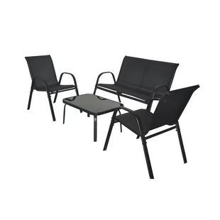 Outdoor Leisure Metal Table and Chair suit Iron Teslin Mesh Garden Courtyard Balcony KD Sofa Four-piece Set