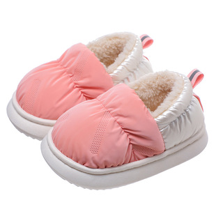 Winter cotton shoes children boys and girls 2-9 years old non-slip warm down cloth waterproof baby shoes home cotton slippers