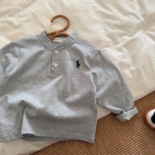 Kids POLO рубашка 2025 Korean New Edition для мальчиков и девочек с вышивкой V-образным вырезом рубашка POLO Baby Повседневная нижняя рубашка