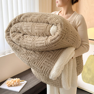 Foreign Trade New Jacquard Cotton Fleece Blanket Thickened Warm Lamb Fleece Blanket Class A Double-layer Office Nap Blanket