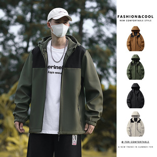 Men's Jacket Men's Autumn and Winter American Fashion Brand Outdoor Mountaineering Suit Loose Hooded fleece-lined Overalls Men's Jacket