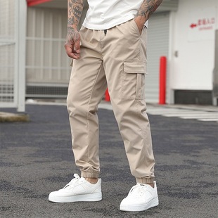 2025 cross-border new cargo pants Europe and the United States independent station cross-border Amazon casual pants drawstring multi-pocket