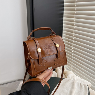 Stylish Retro Small Bag Stylish 2025 New Women's Bag Popular Solid Color Crossbody Bag Fashionable Portable Small Square Bag
