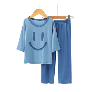 Summer parent-child home clothing CUHK boys and girls modal nine-sleeve air-conditioning clothing pajamas suit children's clothing wholesale