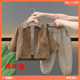 Boys' suit 2025 New Handsome Children's Season Coat 3-Piece Set Baby Korean Clothes Western Fashion