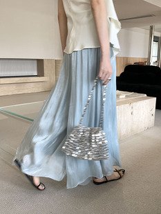 [streamer breeze] song ming streamer skirt pants women's summer new high waist loose wide leg casual pants X5538F