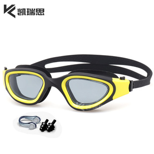 Cross-border racing goggles manufacturers wholesale waterproof anti-fog HD flat adult men's and women's goggles swimming cap suit