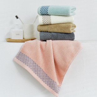 Household Towel Cotton Wholesale Absorbent Thickened Soft Plain Color Gift Embroidery Household Face Towel Cotton Batch