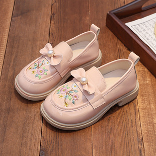 Hanfu Shoes Girls' Embroidered Shoes Children's Antique Ethnic Clothing National Style Little Girl's Princess Shoes Soft Sole Leather Shoes