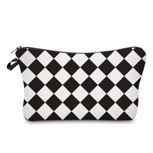 Cross-border New Printed Waterproof Cosmetic Bag High-value Geometric Plaid Travel Storage Bag Portable Toiletry Bag