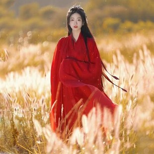 Подлинные товары Оригинальное женское платье Hanfu 2023 Новое китайское красное элегантное стильное Старинное платье Xianxia Super Fairy Повседневная одежда платье