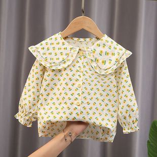 Girls' Shirt Spring and Autumn 2025 New Korean Style Children's Stylish White Top Long Sleeve Outer Wear Trendy for Little Girls