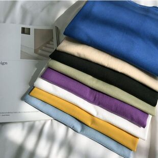 100% Cotton Spring and Summer Short-Sleeved Versatile Pure Color Round Neck T-Shirt Bottoming Shirt for Men and Women Couples