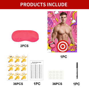 Amazon Bachelor Party Fun Poster Game Poster Blindfold Game Bodybuilding Chicken Eye Mask Sticker Cross-Border