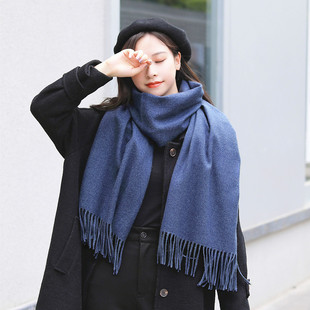 Wool Scarf Women's Autumn and Winter Thickened Cashmere Scarf Korean Women's Shawl Winter Solid Color Cashmere Scarf Wholesale