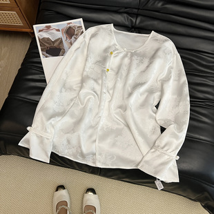 New New Chinese Style Inner Jacket Jacquard Satin National Style White Middle Eastern Other Polyester Fiber Inner Jacket