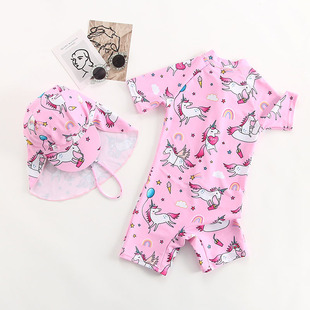 Foreign trade cross-border cute girls' baby children's swimsuit children's baby one-piece warm quick-drying surfing swimming suit