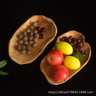 Wooden Fruit Plate Chinese Household Living Room Coffee Table Candy Dried Fruit Snack Bread Snack Tableware Plate Tea Cup Tray