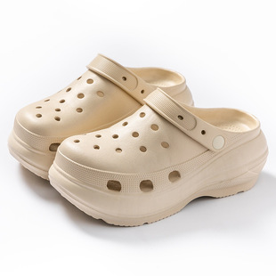 Super High Heel Hole Shoes Women's Summer Outer Wear Height-increasing Casual Dung-feeling Non-slip Deodorant Indoor Home Sandals