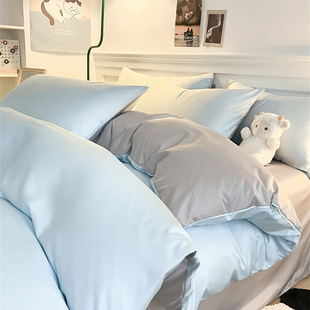 Cream wind bed hat ice silk four-piece set summer bed sheet quilt cover washed silk slip three-piece set