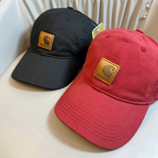 Embroidered Black Baseball Cap Women's Korean-style Vintage Washed and Sanding Wide Brim Cap Big Head Showface Small Hat