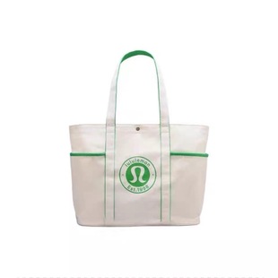 2024 new cross-border multi-pocket tote bag women's large capacity water repellent factory straight hair sports lulu canvas bag