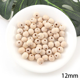 Wood log color round wood beads with holes round ball wooden beads DIY jewelry accessories hand string necklace accessories