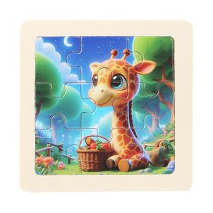 Cross-border Kidsren's Wooden 3d Stereo 9-piece Small Puzzle for Boys and Girls Baby Early Education Educational Flat Puzzle Toy