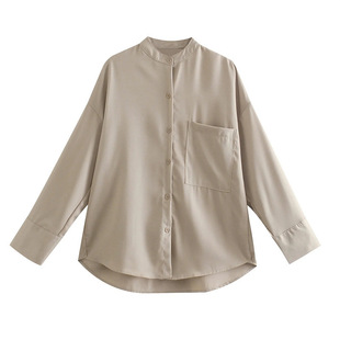 Foreign trade list! European and American Versatile Women's Clothing Spring and Summer New Fashionable Pocket Decorative Draping Multi-color Shirt Casual suit Women