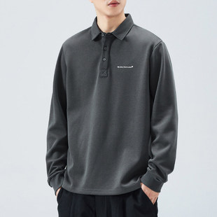 2025 Spring and Autumn New Polo Shirt Men's Long Sleeve Lapel Frock Men's T-shirt Casual All-match Simple Top