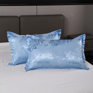 ☼ Pair of Silk Pillowcases, Satin Jacquard European Luxury Single 48*74cm Ice Silk Silk Pillowcases