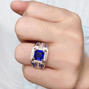 ANSTER Cultivate Royal Sapphire Ring Men's Ring Board Ring Jewelry Factory Main Stone About 2.9 karat