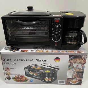 Foreign trade export three-in-one breakfast machine household multifunctional toaster oven coffee machine bread machine gift wholesale