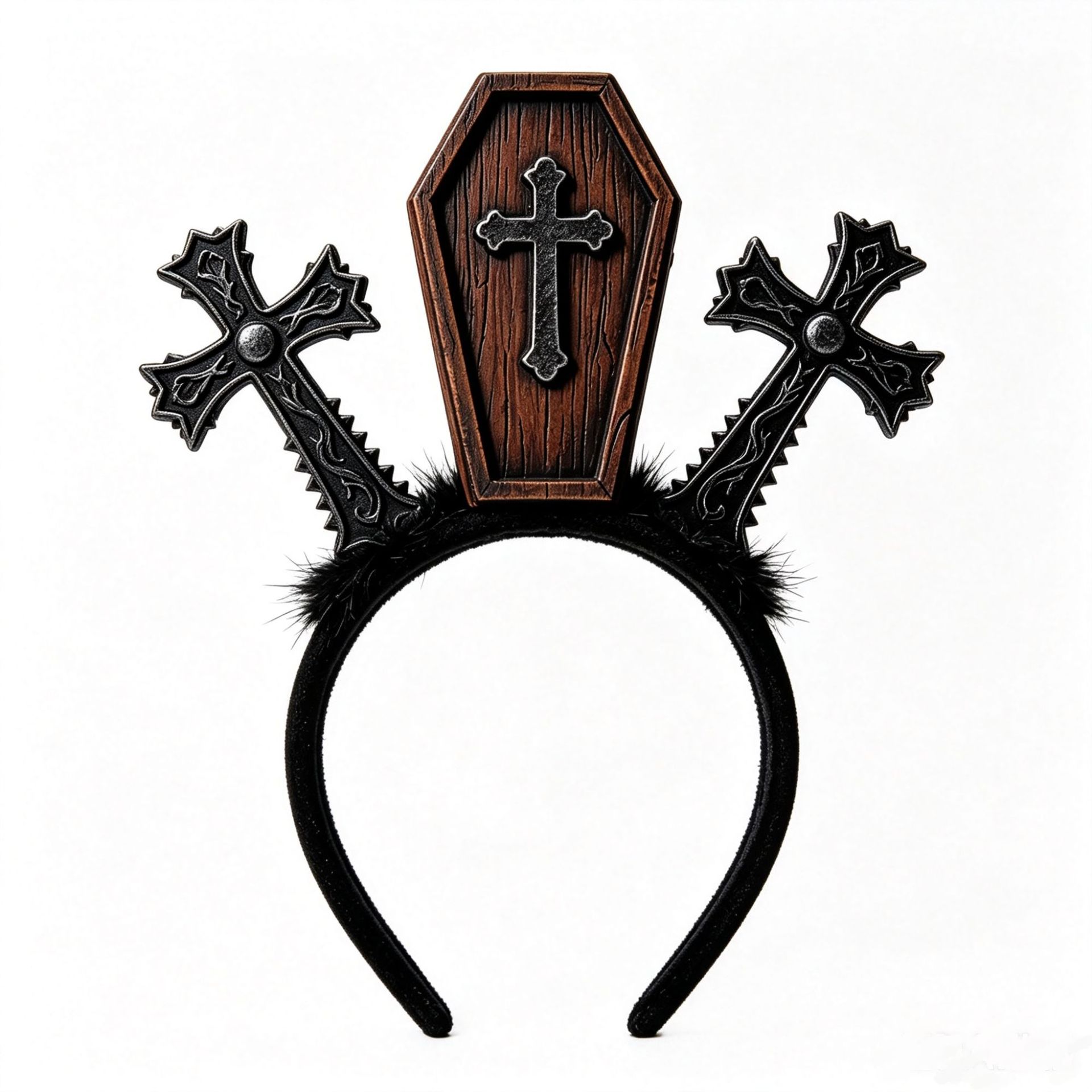 Dark Gothic Cross Coffin Headband Halloween Horror Zombie Makeup Accessory Retro Niche Culture Headband