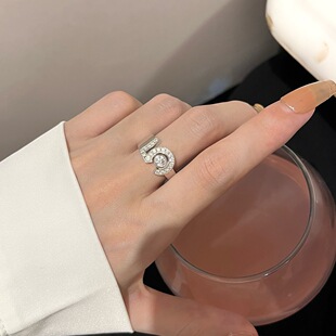 N ° 5 high order CNC craft sterling silver manual diamond large main diamond digital modeling ring fashion cool light luxury style