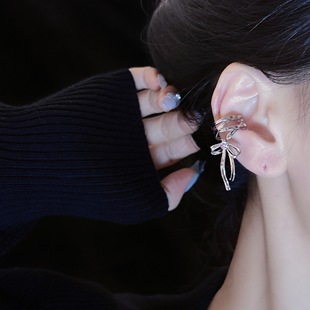 Ribbon aesthetics | Ear clip ear bone clip female niche design cold feeling all-match ballet style bow earrings female