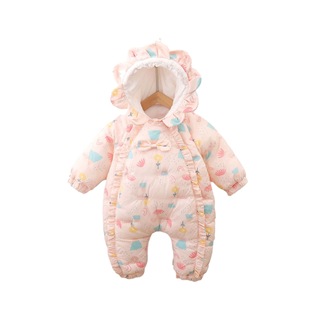 Newborn baby conjoined clothes autumn and winter suit thickened velvet warm winter baby ha clothes out holding clothes winter clothes