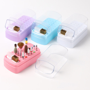 New 30-hole nail polishing head storage box multi-color nail art covered storage box cleaning brush head box tool
