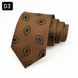 New Tie Trendy Men's Dress Business Casual Fashion Flower Circle Wave Dot Pattern Tie Hand Tie 8CM Wide