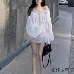 White thin sunscreen long sleeve chiffon/polyester (polyester fiber) 2025 new women's summer unique chic