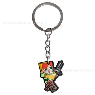 Soft PVC Keychain Diy Accessories Backpack Hanging Ornaments My World Cartoon Anime Key Ring Decorative Small Pendant