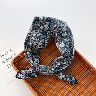 58 Single-sided Digital Printing Cotton and Linen Small Square Scarf Women's Korean Literary All-match Fashion Spring and Autumn Elegant Scarf
